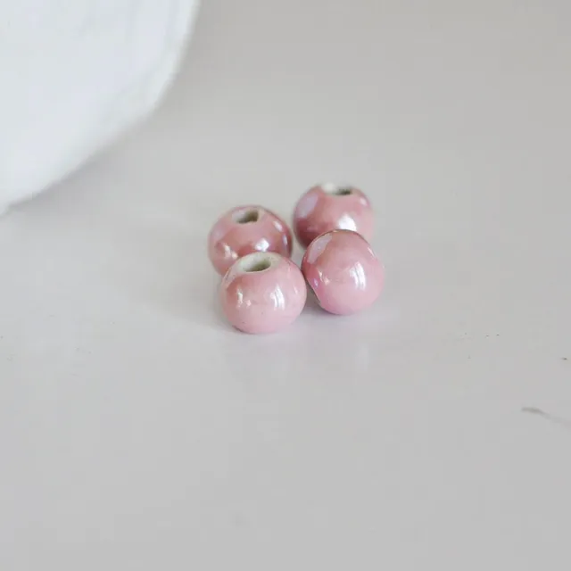 Gingerlily Perles pour bijoux DIY G2294 perle porcelaine rose lot 5