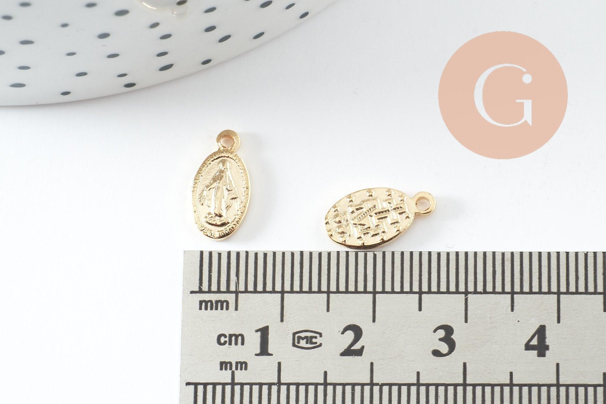 Gingerlily Pendentifs G9943 médaille Vierge acier doré 12mm x2