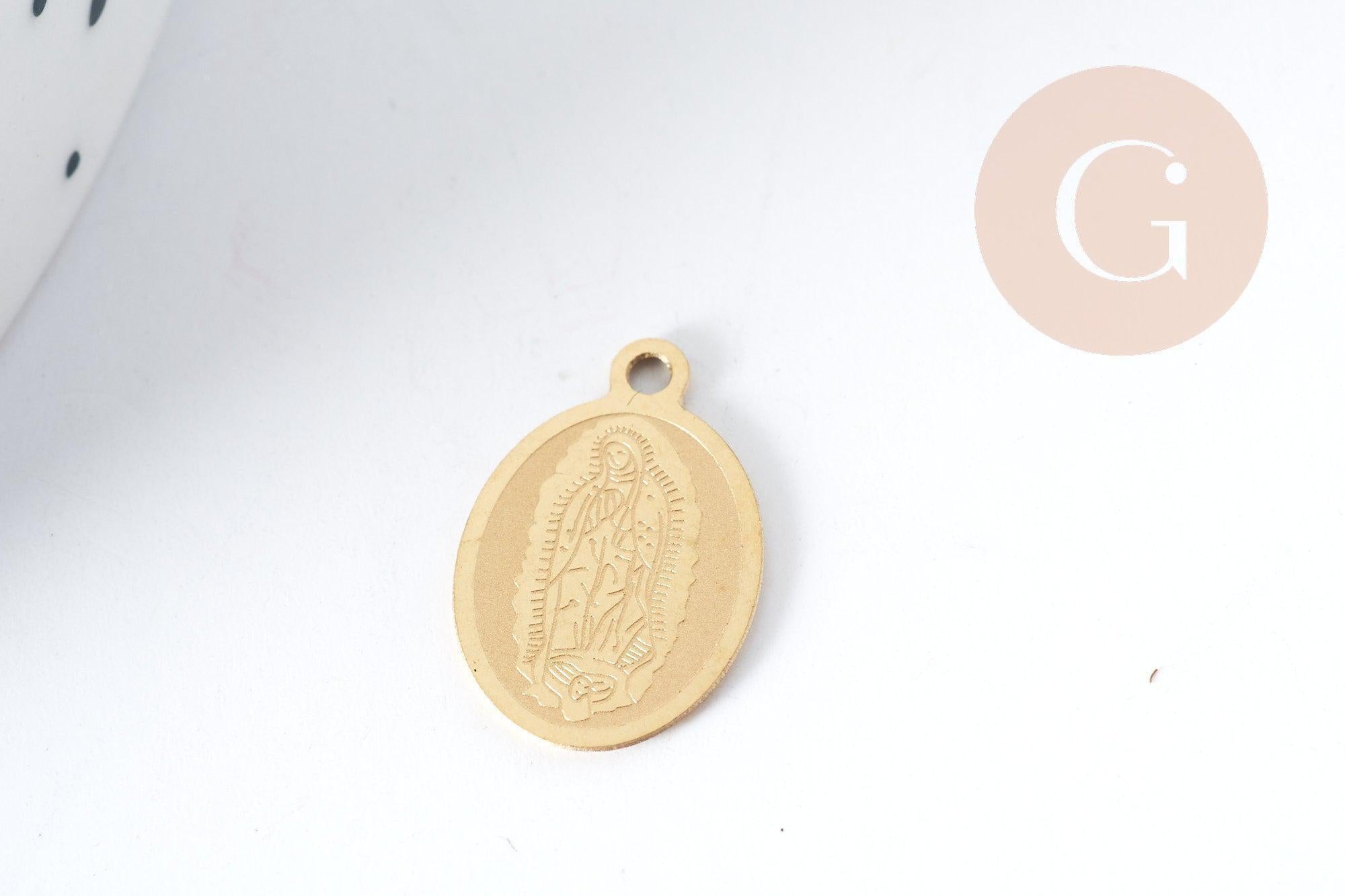 Gingerlily Marie G8993 breloque ovale acier doré 16mm x1