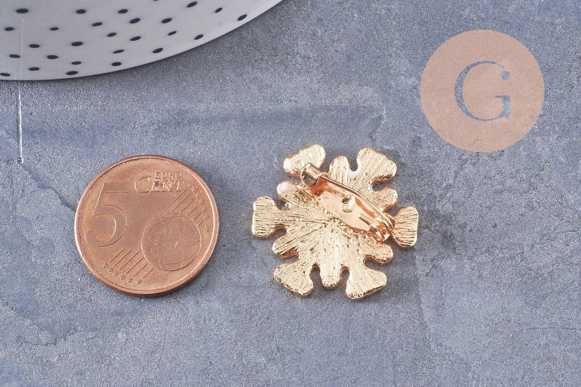 Gingerlily Broche flocon neige broche 24mm blanc doré x1