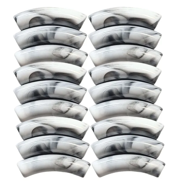ARTSHOP Tubes 8MM 34 blanc gris marbré perles x6 résine