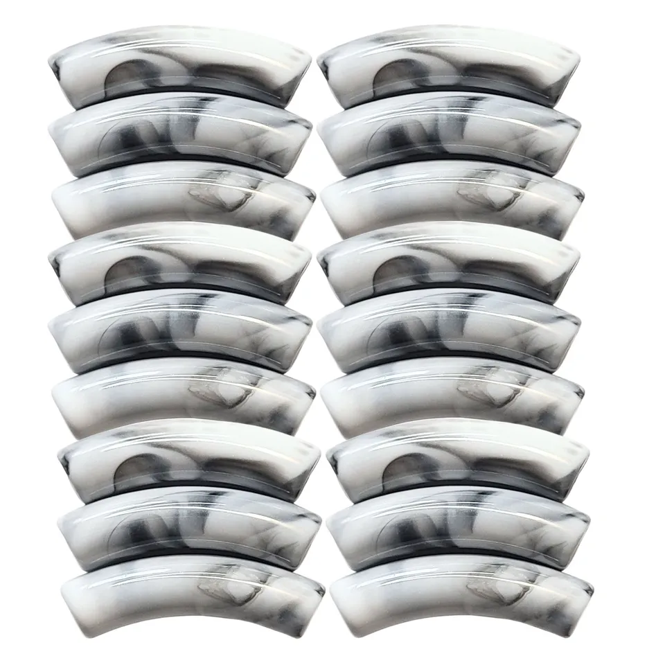 ARTSHOP Tubes 8MM 34 blanc gris marbré perles x6 résine