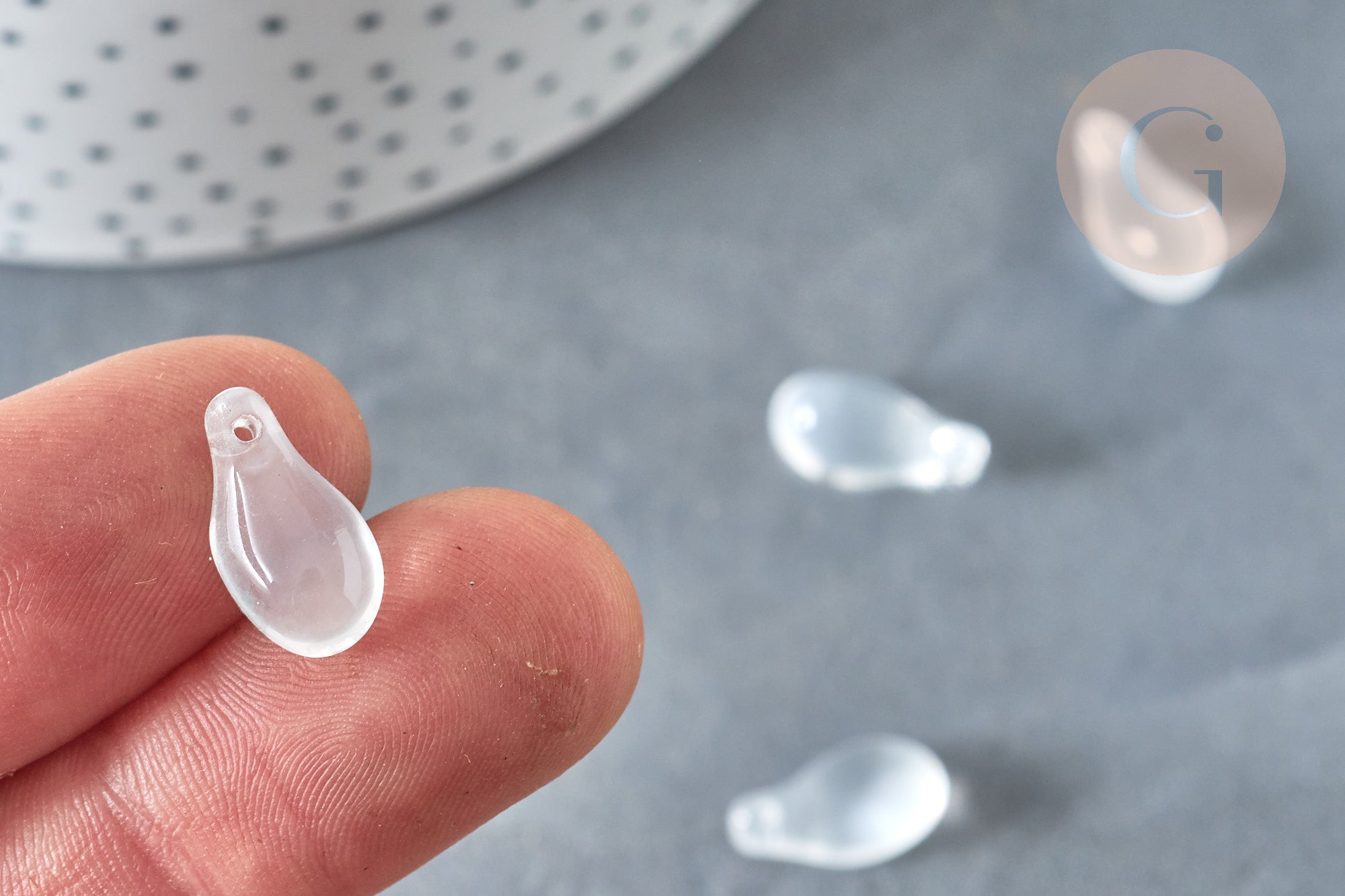 Gingerlily Perles goutte cristal blanc 15mm x50