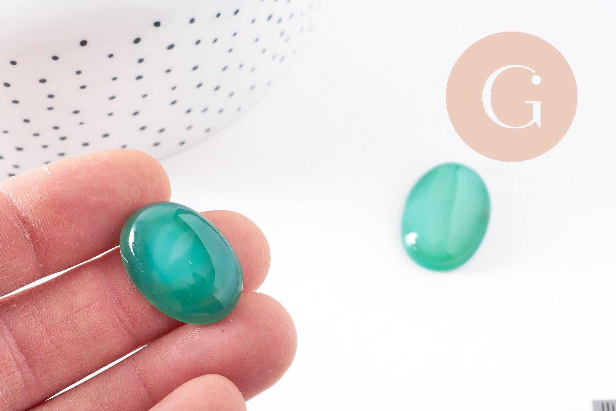 Gingerlily Pierres G10212 cabochon agate vert émeraude 25x18mm