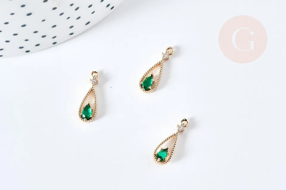 Gingerlily Pendentifs DIY pendentif goutte G8436 zircon vert 17,5mm