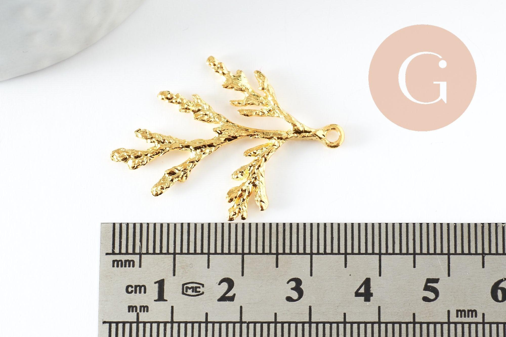 Gingerlily Pendentif corail zamak doré 18K 36mm x1