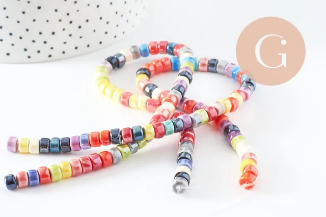 Gingerlily heishi G9660 perles porcelaine 4,5mm fil 30cm