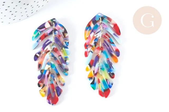Gingerlily Pendentifs feuille G7299 pendentif acétate lot de 2 70mm