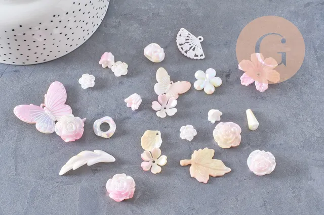 Gingerlily Perles DIY mix plastique rose 10g 8-32mm