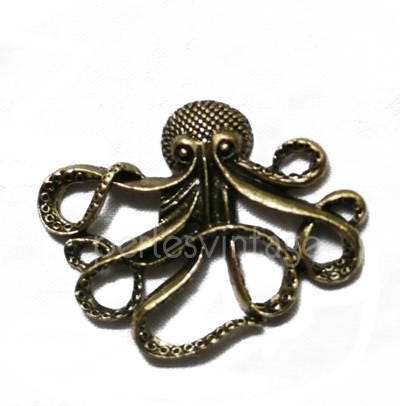 Gingerlily Pendentif Pieuvre Bronze Vintage 5cm
