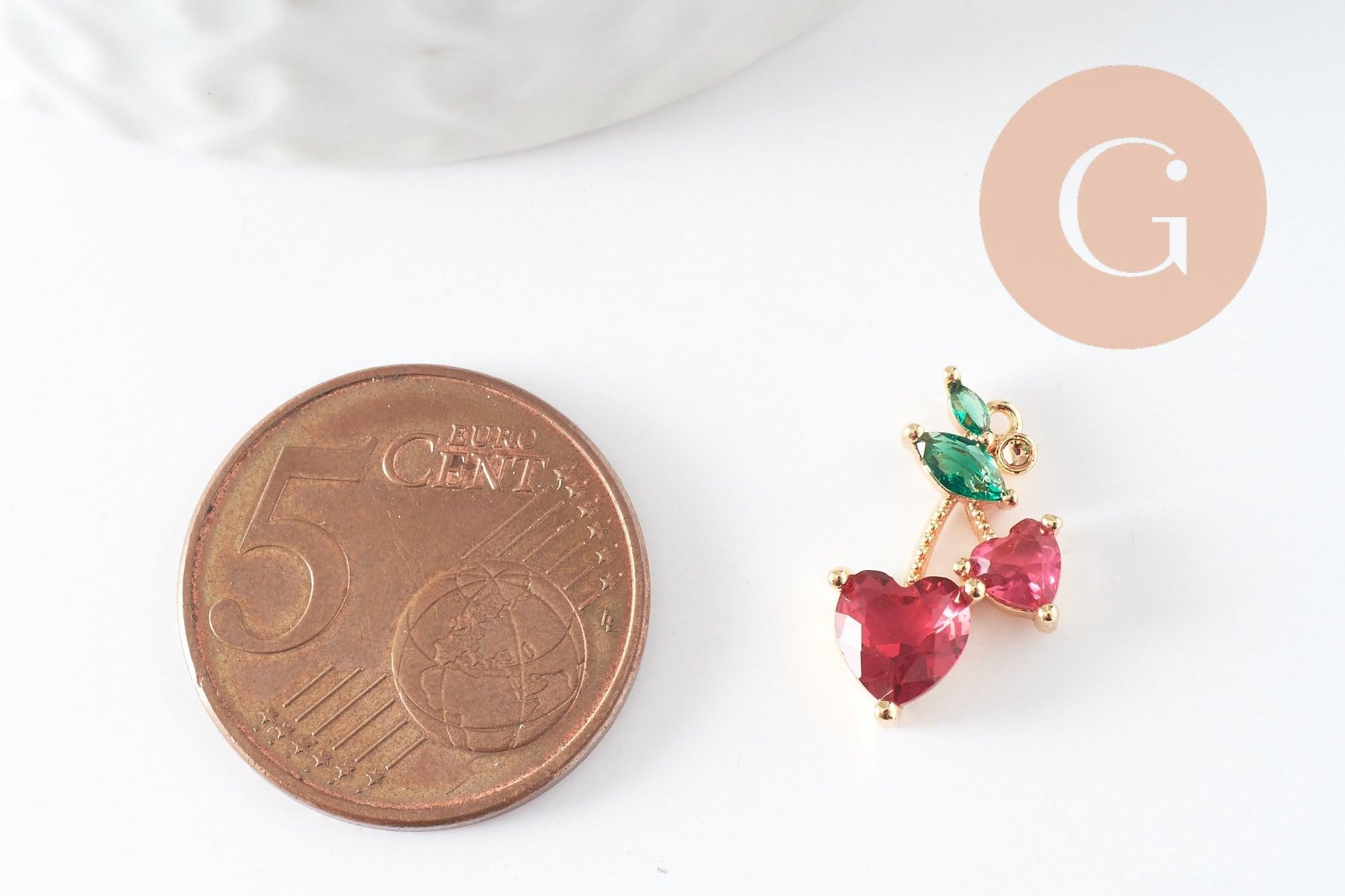 Gingerlily Pendentifs cerise laiton doré zircons 16,5mm