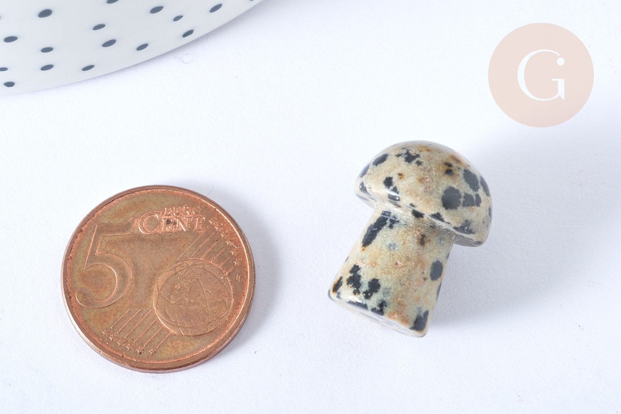 Gingerlily Pierre champignon jaspe dalmatien 20mm x1