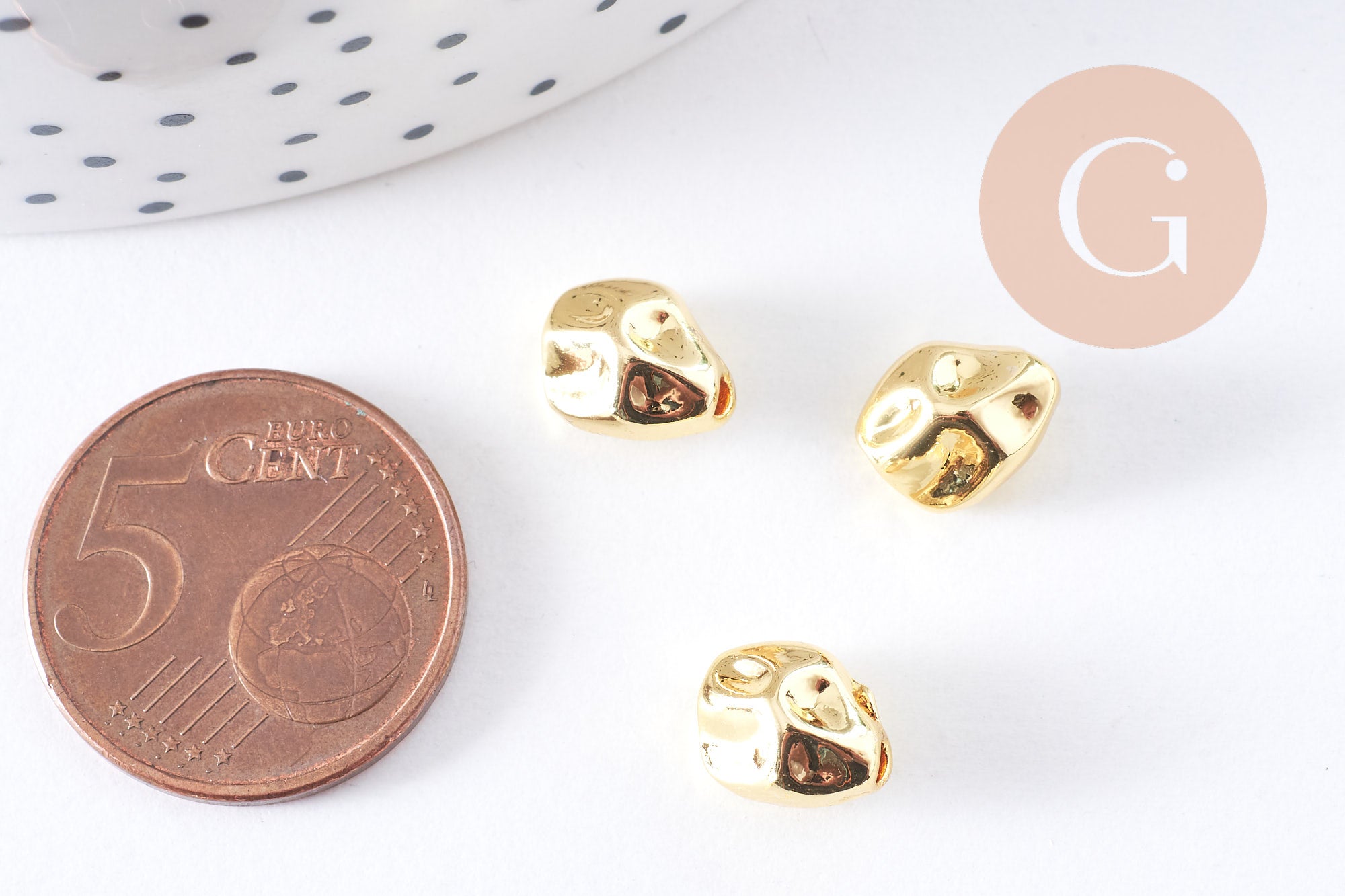 Gingerlily Perles bijoux DIY nuggets doré 9.5x7mm x10 zamac