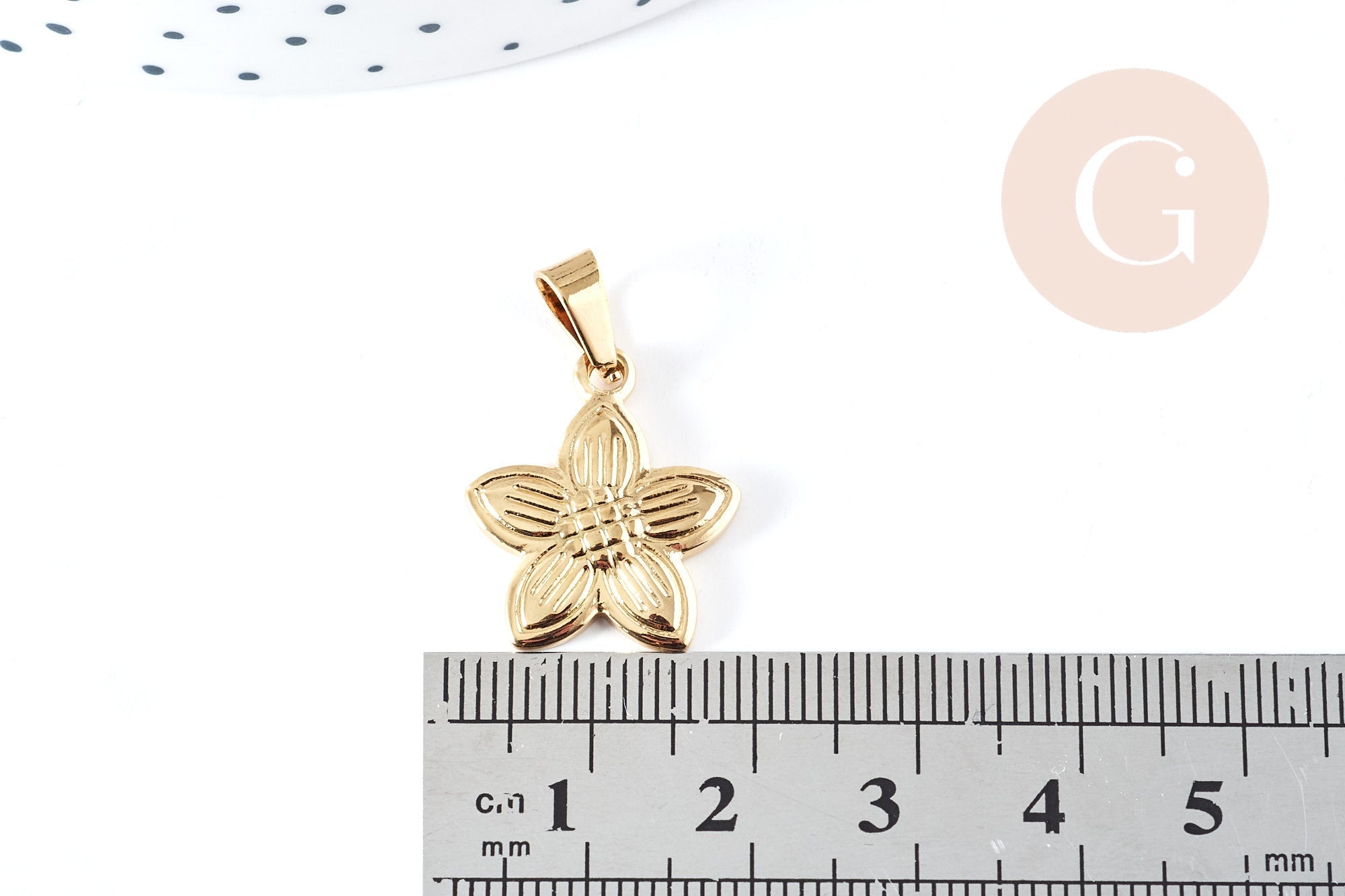 Gingerlily Perles Fleur G8722 pendentif acier doré 20mm x1