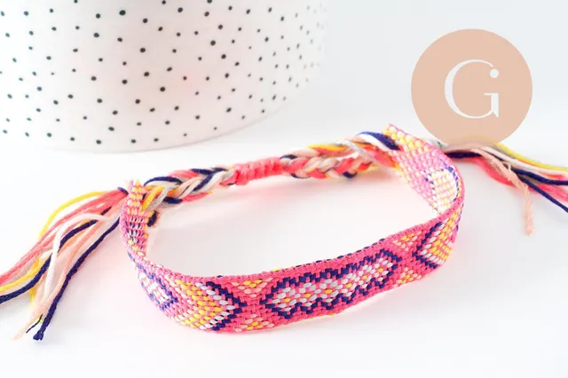 Gingerlily Bracelet brésilien tissé rose jaune 15mm x1 G9560