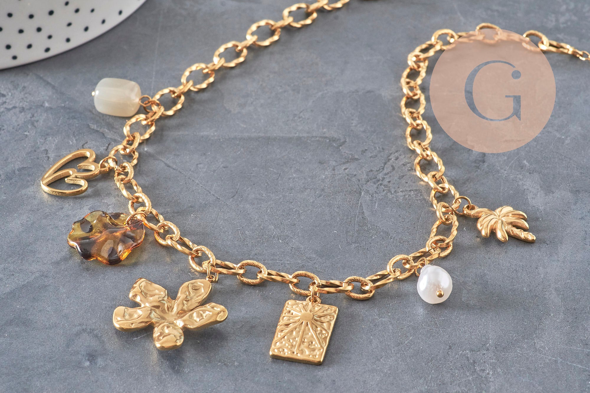 Gingerlily G11290 kit collier breloques acier doré