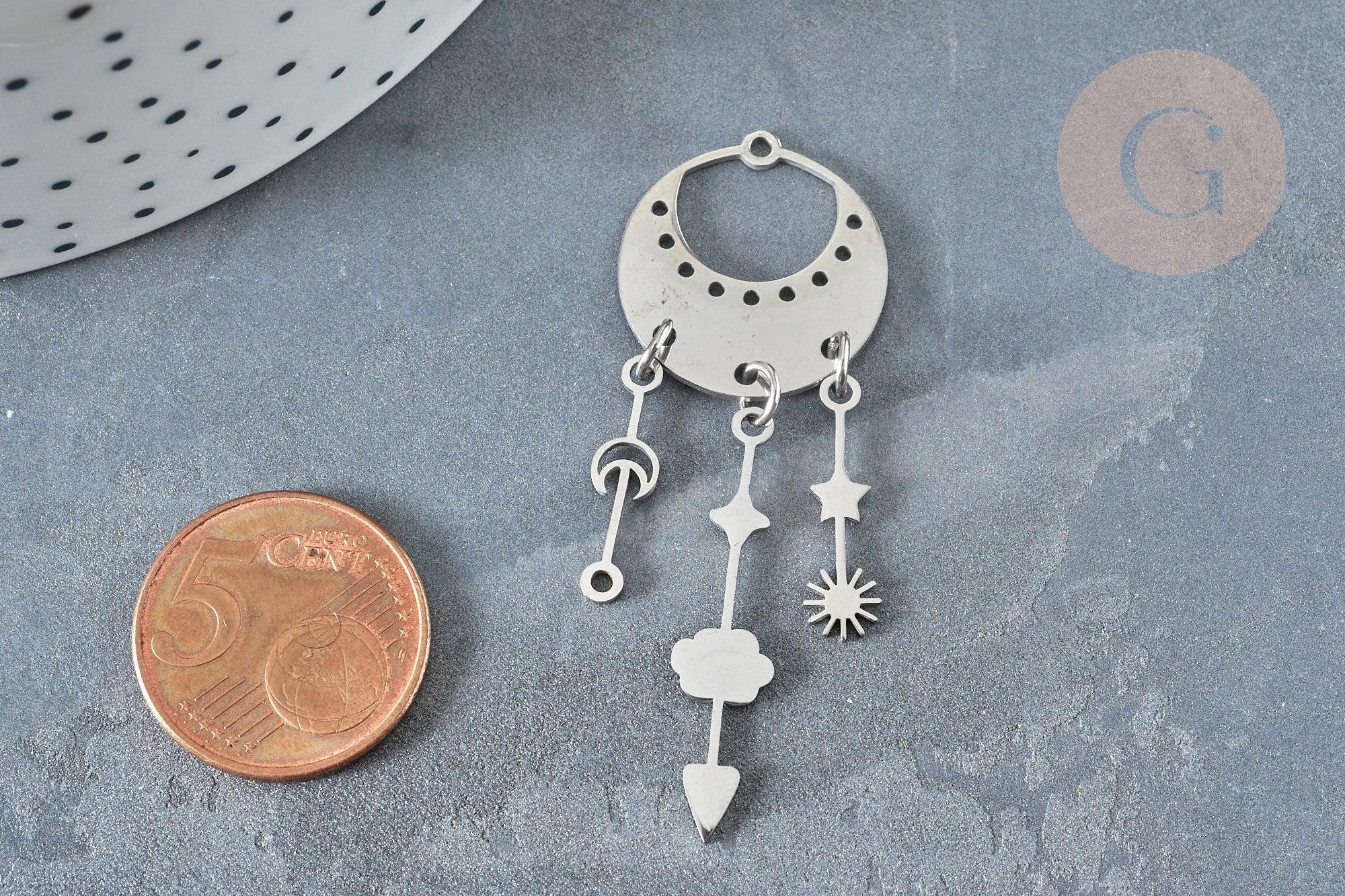 Gingerlily Pendentifs pluie G7389 pendentif acier argenté 55mm