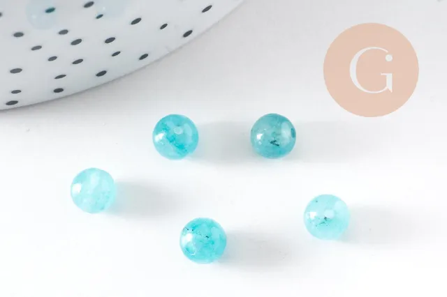 Gingerlily Perles G0884 perle ronde jade bleu ciel 6mm x10