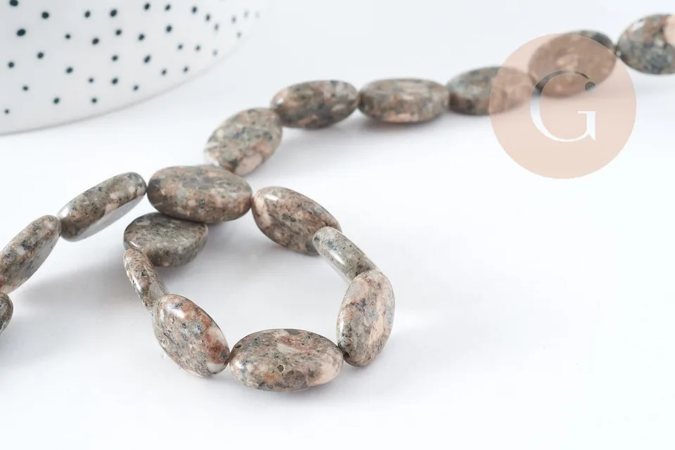 Gingerlily Perles jaspe sésame G8275 ovales 17mm x5