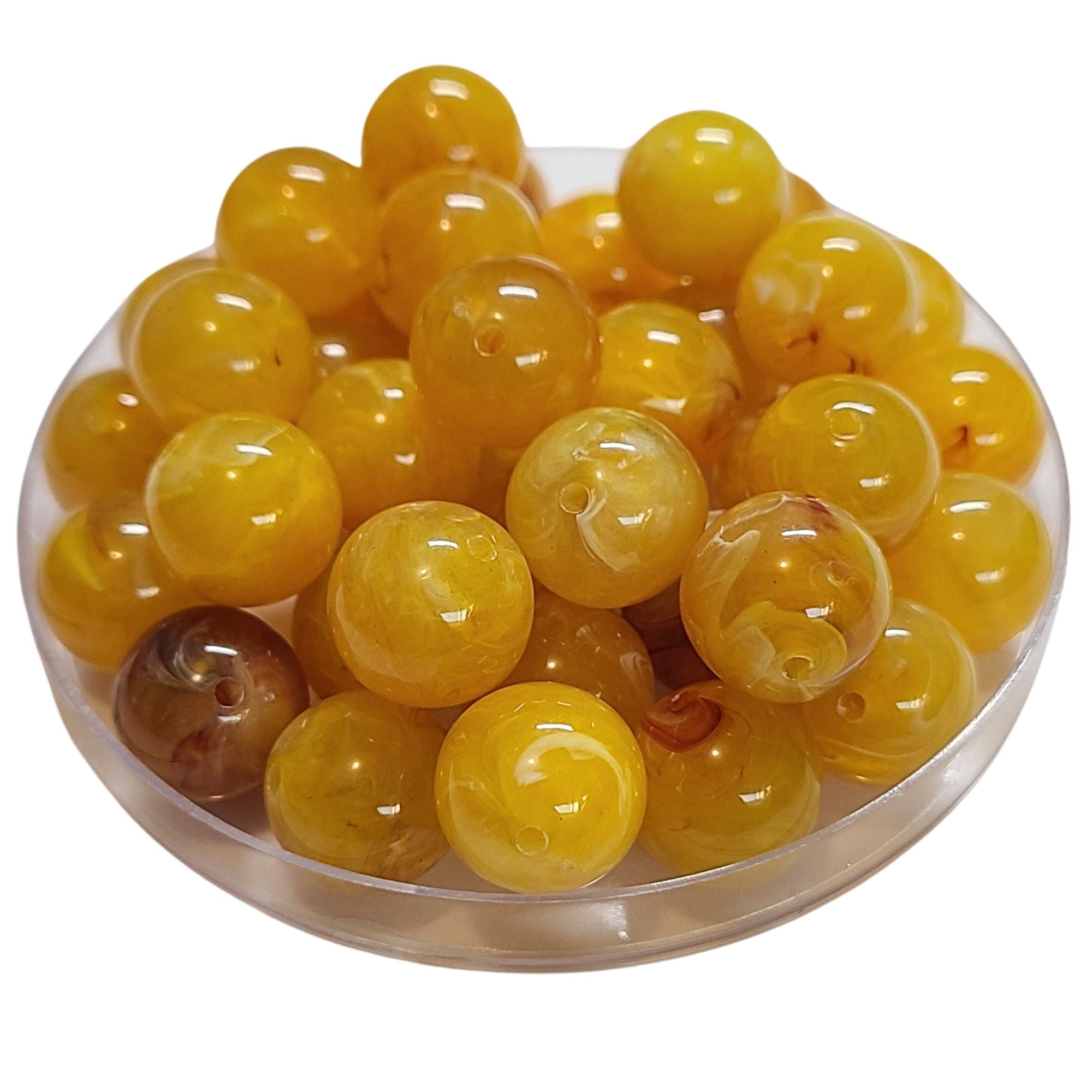 ARTSHOP Boules 362 Ambre Marbré 16 mm x15 perles acrylique
