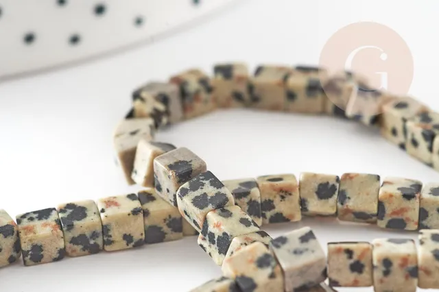 Gingerlily Pierre Perles G1650 jaspe dalmatien 4mm fil 94
