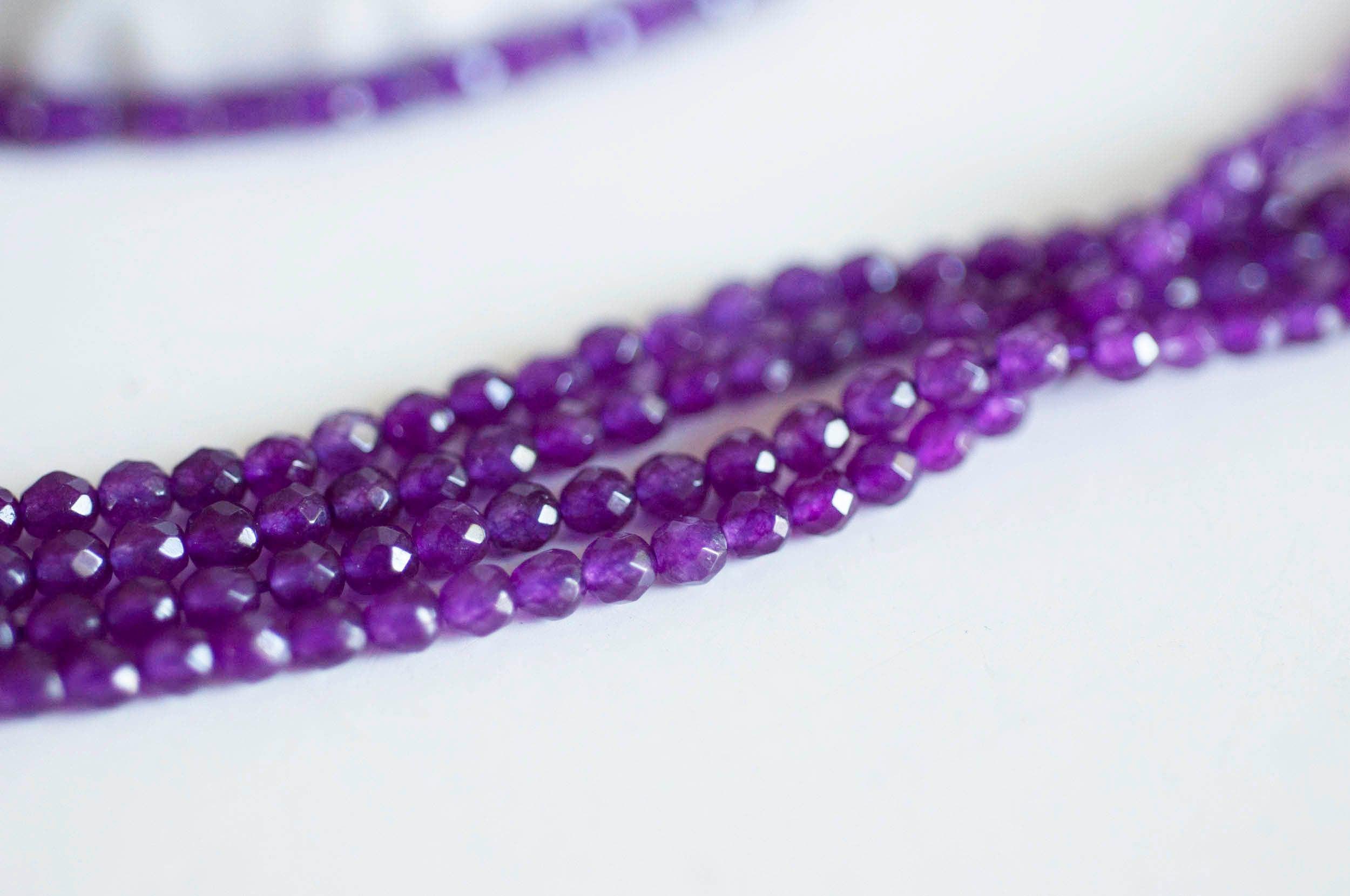 Gingerlily Perles jade violet facetté 2mm fil 180 perles