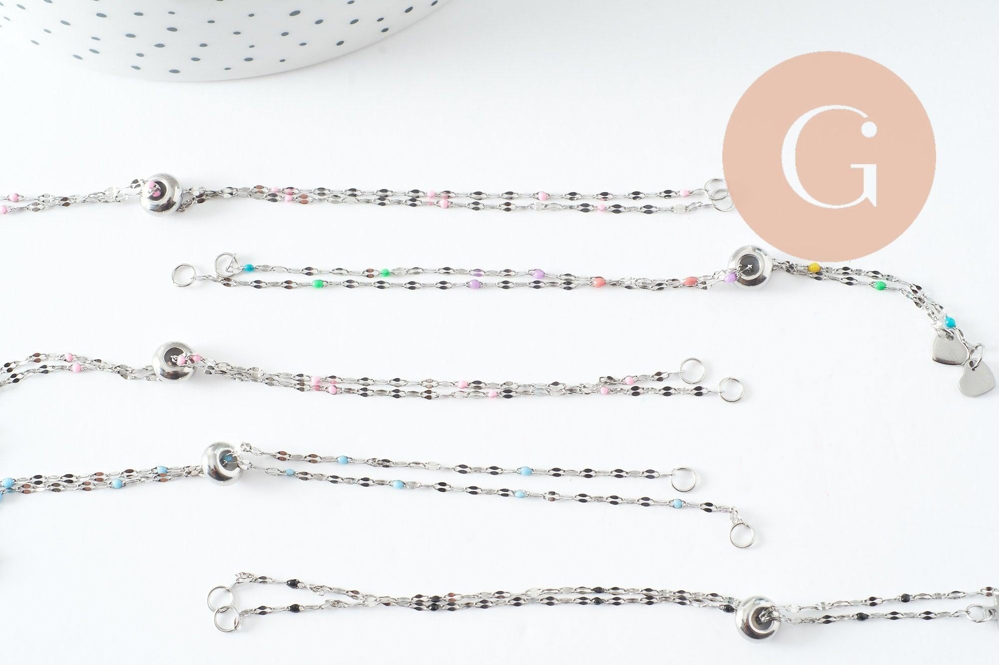 Gingerlily Apprêts base bracelet G9681 résine noire 23cm acier