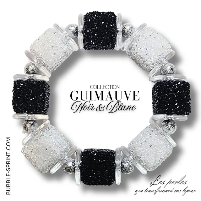 ARTSHOP Guimauve Kit bracelet Noir & Blanc cubes acrylique