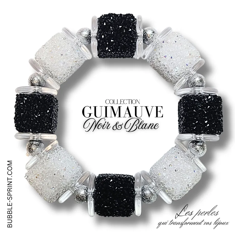 ARTSHOP Guimauve Kit bracelet Noir & Blanc cubes acrylique
