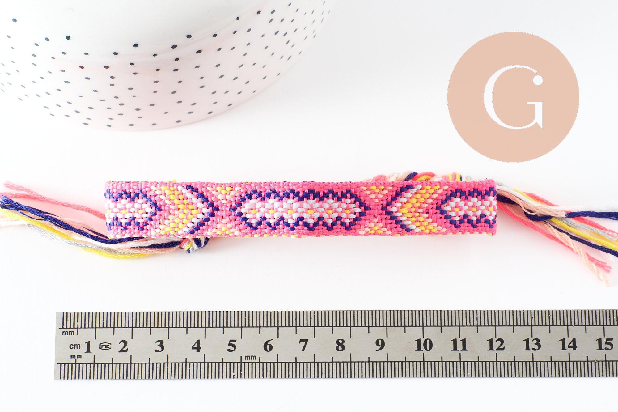 Gingerlily Bracelet brésilien tissé rose jaune 15mm x1 G9560