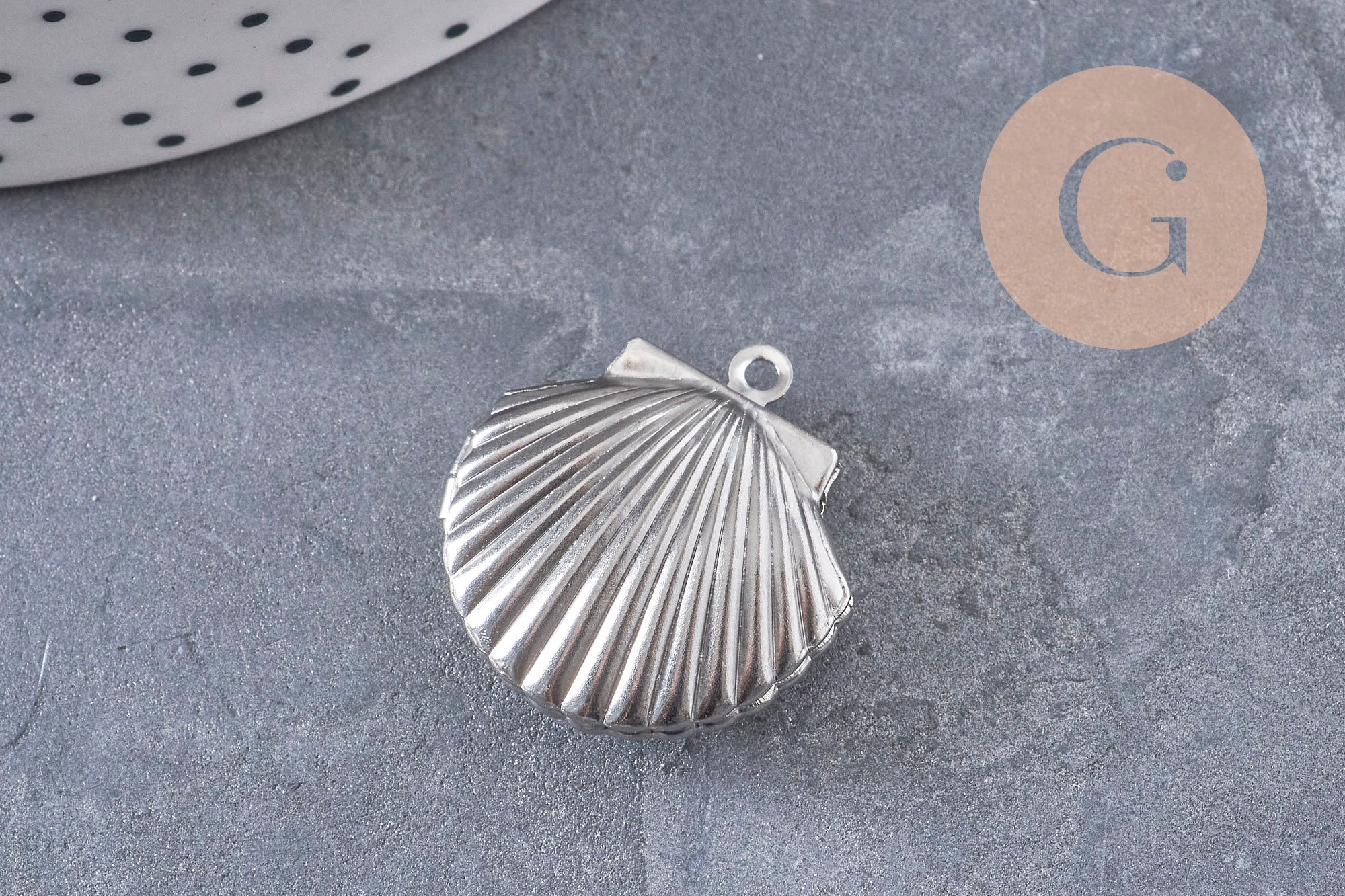 Gingerlily Pendentif locket coquillage platine 23,5mm x1