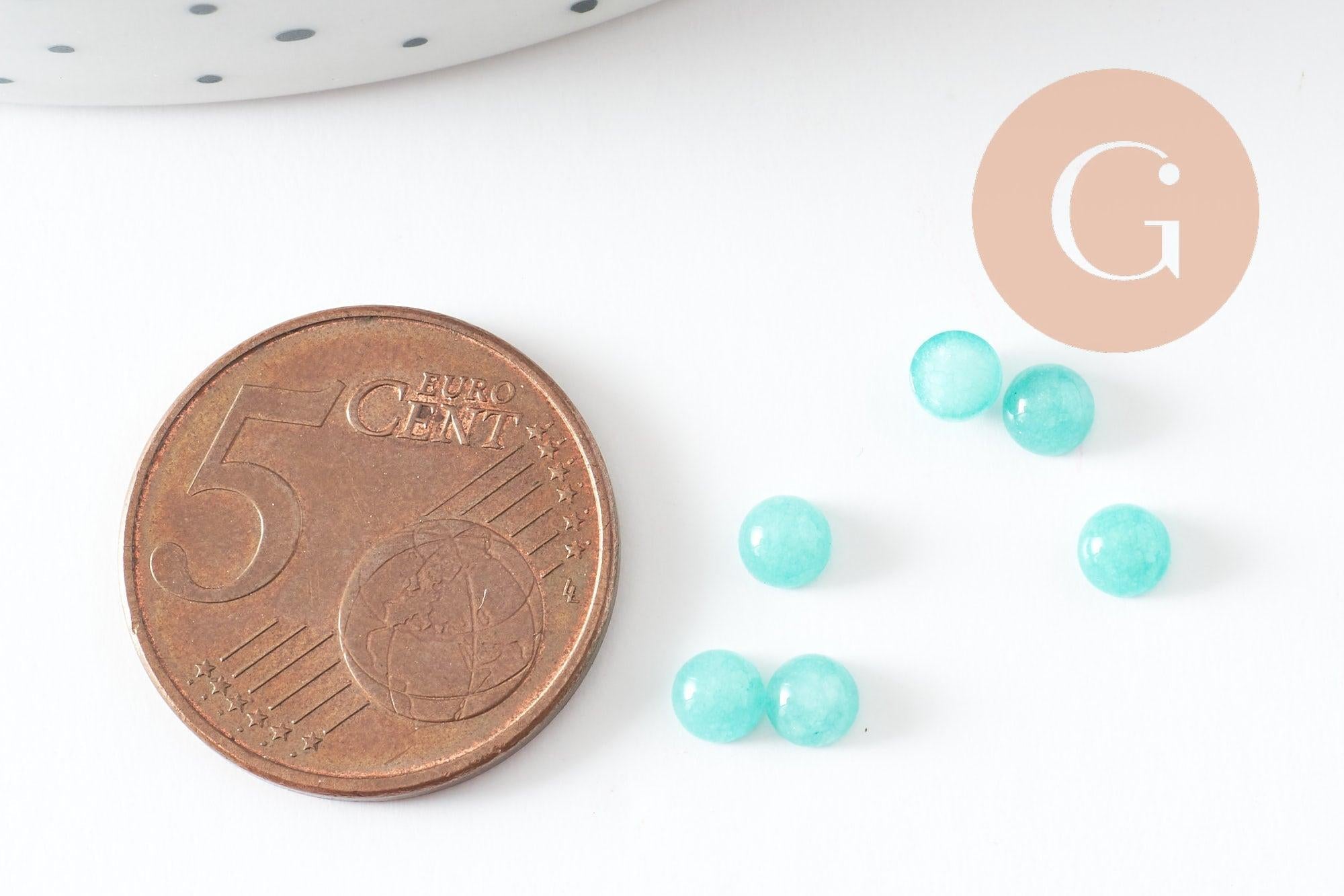 Gingerlily cabochon rond G9968 jade bleu 4mm x1