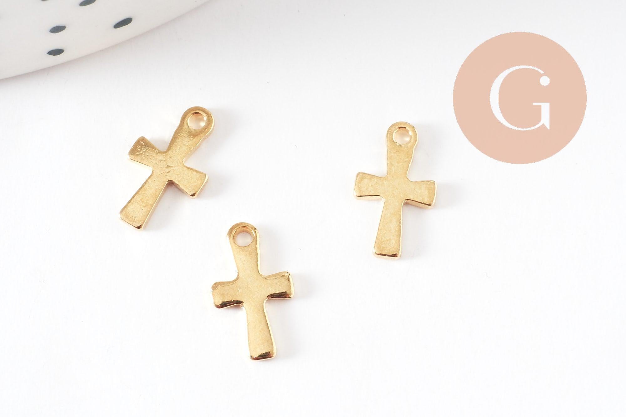 Gingerlily Pendentifs G9695 pendentif croix acier doré 12mm x5