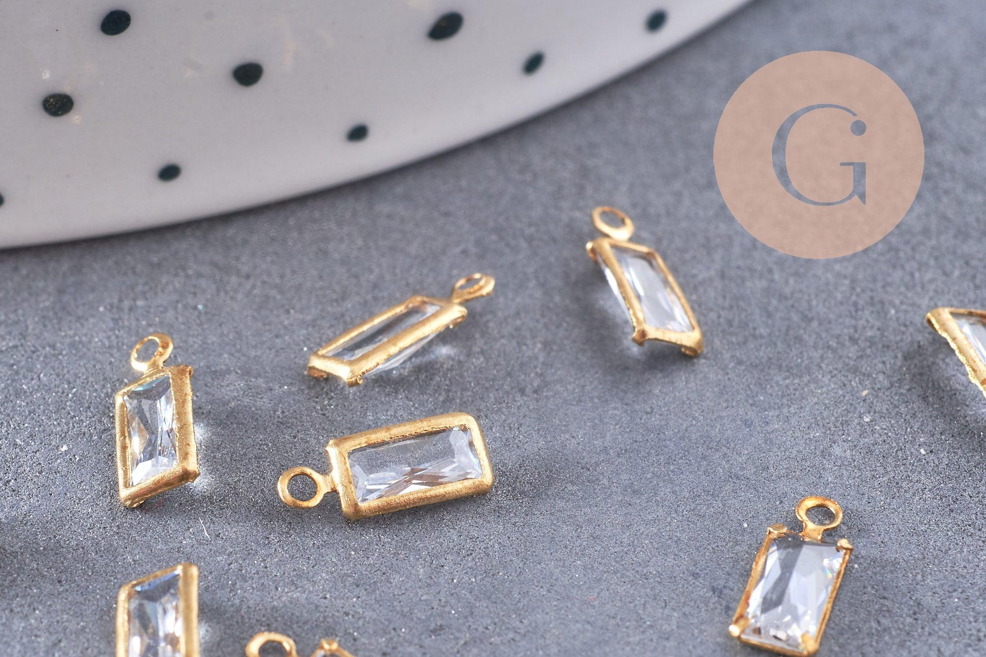 Gingerlily Pendentifs rectangle cristal laiton brut 9mm x10