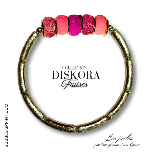 ARTSHOP DISKORA Fraises bracelet monté acrylique waterproof