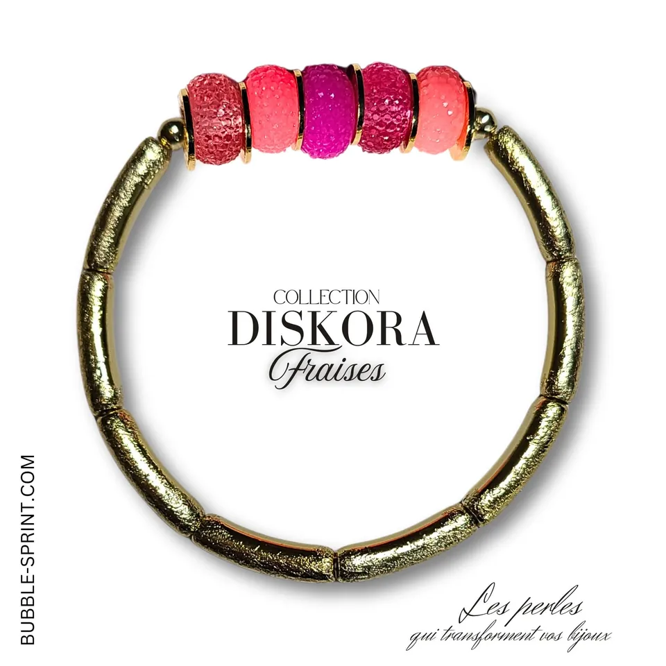 ARTSHOP DISKORA Fraises bracelet monté acrylique waterproof