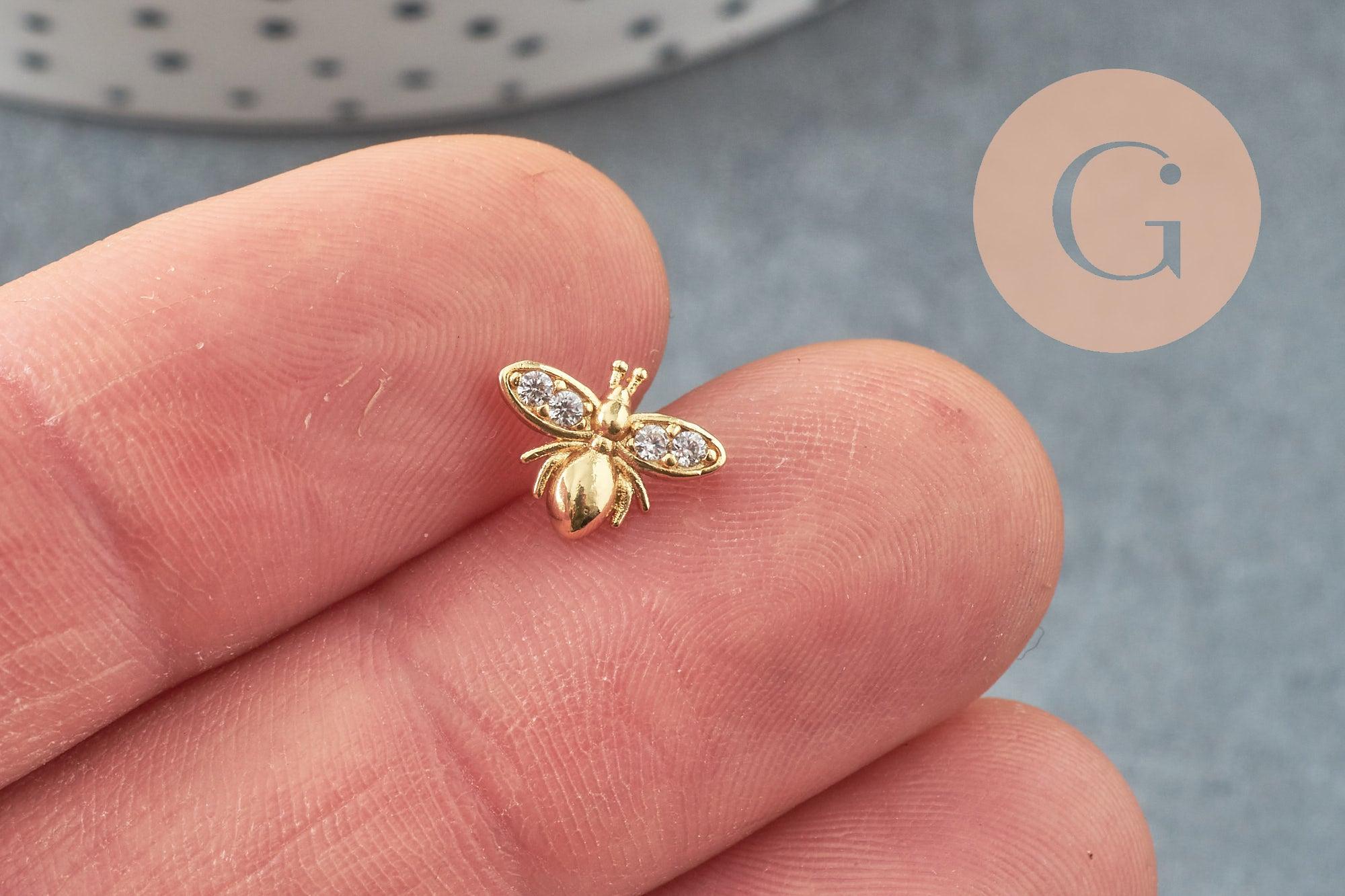 Gingerlily Apprêts G10533 cabochon abeille dorée 10mm x1