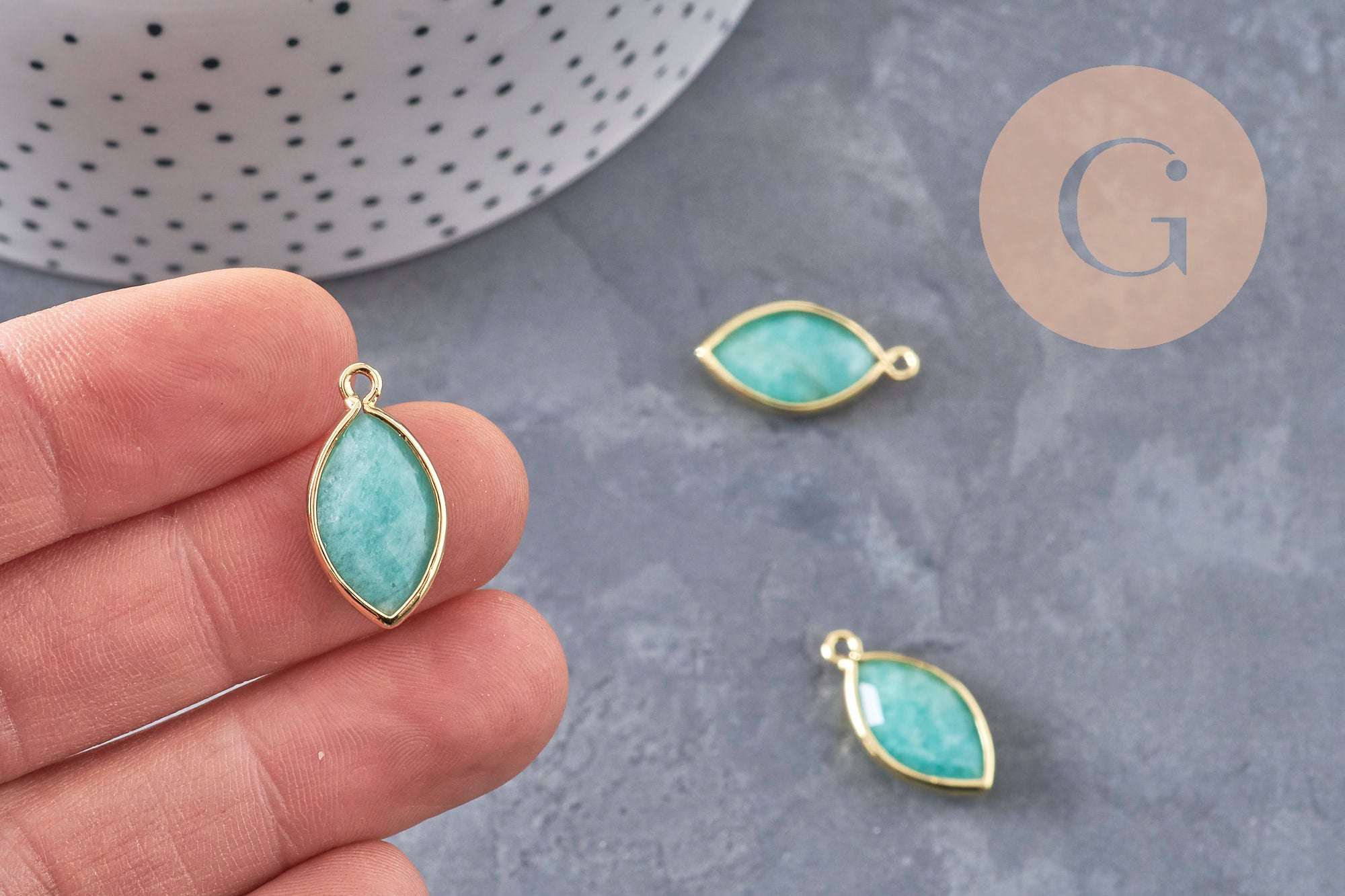 Gingerlily Pendentifs G10980 pendentif marquise amazonite 22mm