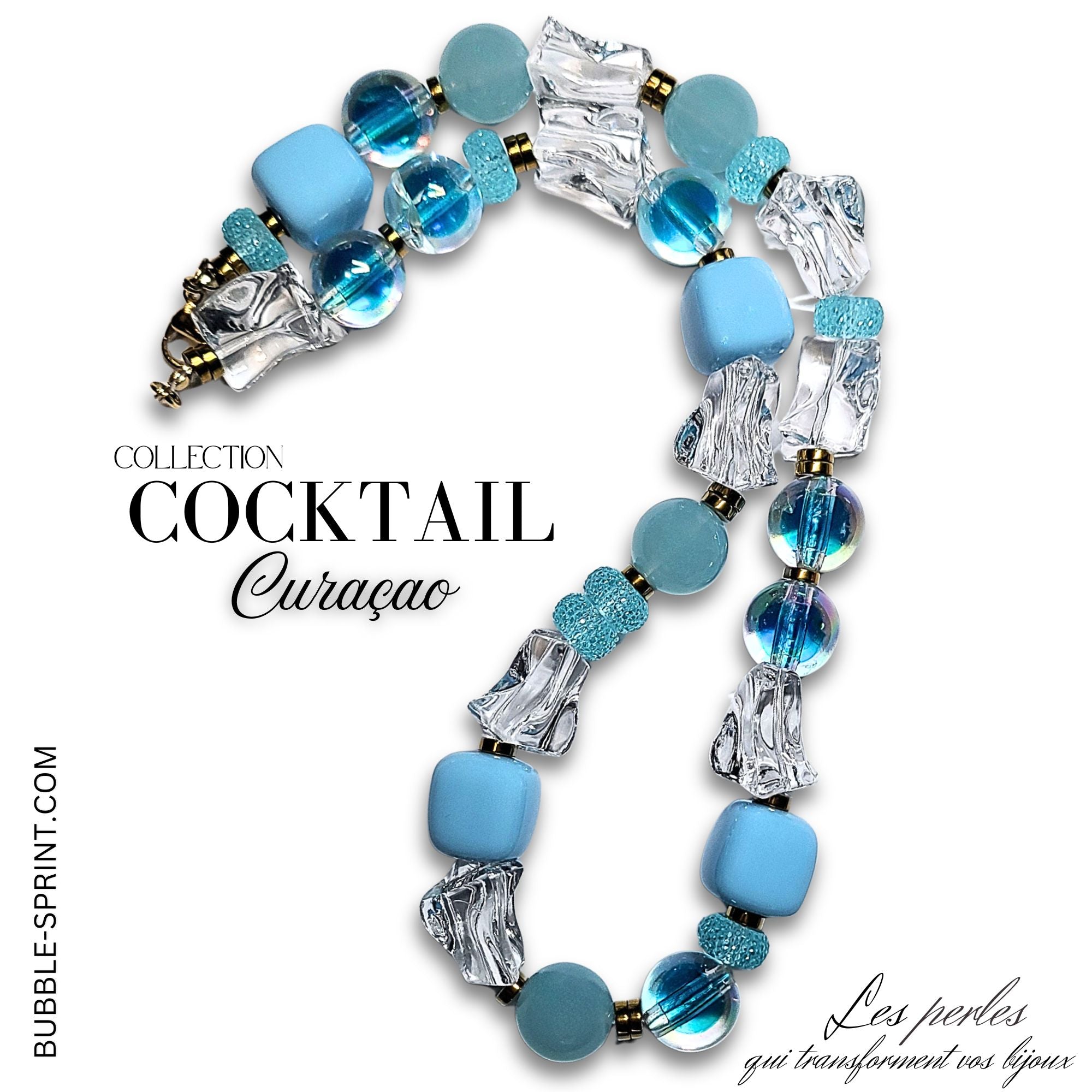 ARTSHOP Cocktail Curaçao collier kit ou monté 52 cm