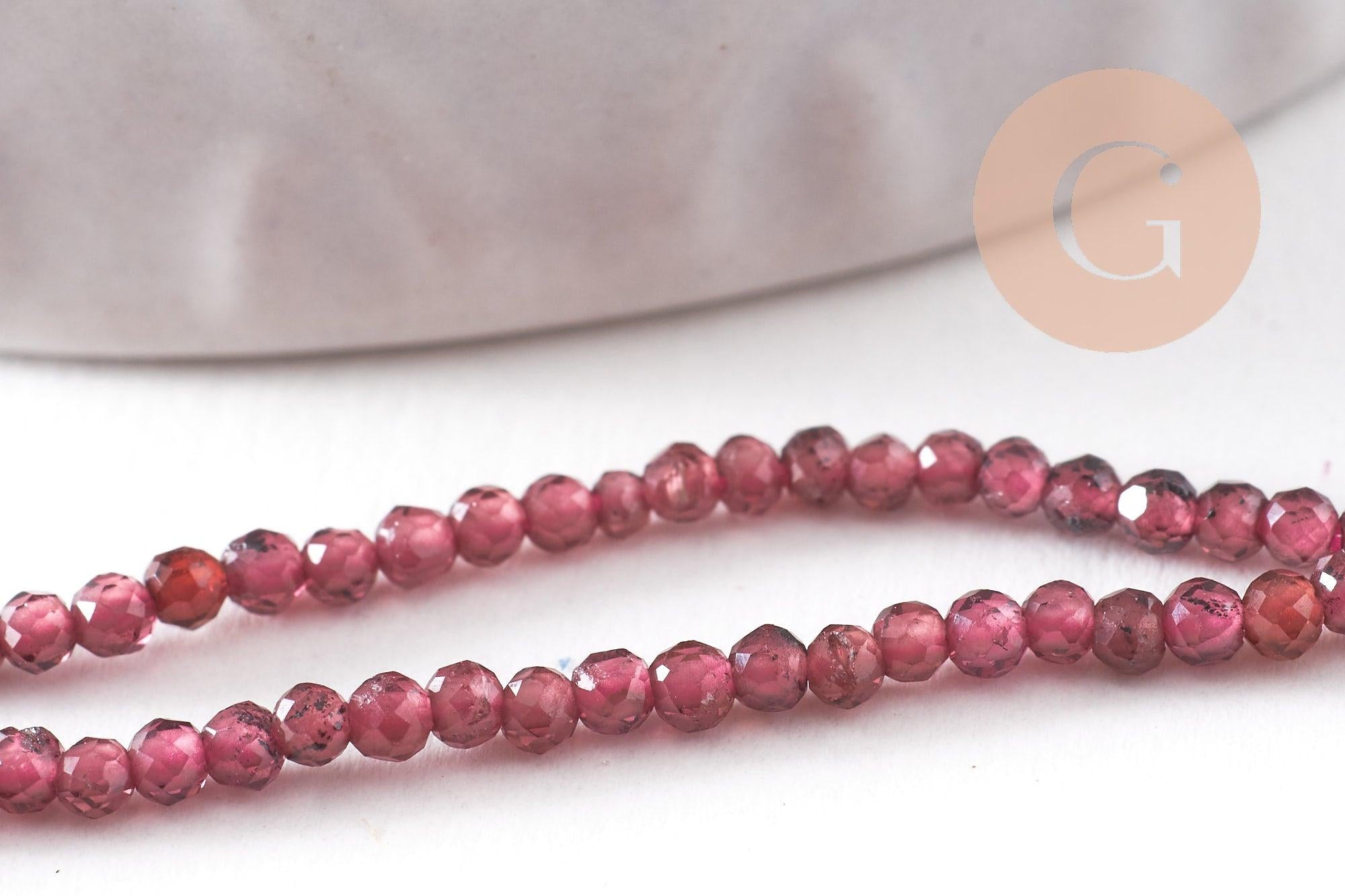 Gingerlily Perles grenat naturel G9980 perles facettées 2mm fil 38cm