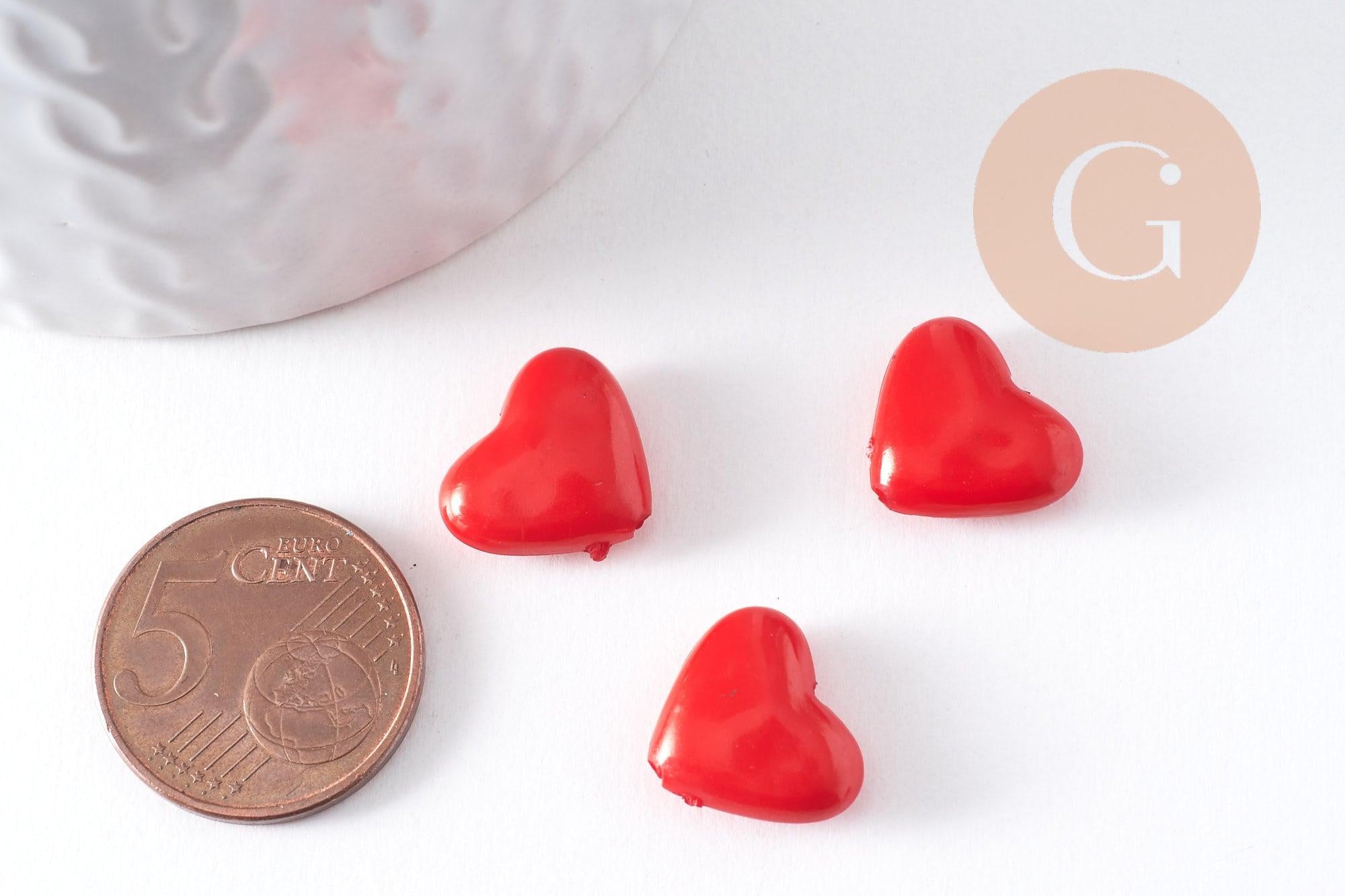 Gingerlily Perles coeur G10405 perle plastique rouge 12mm x5