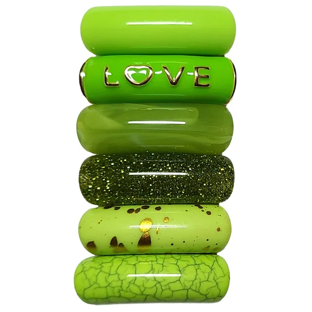 ARTSHOP Camaieu 141 tubes incurvés perles vert Love x6