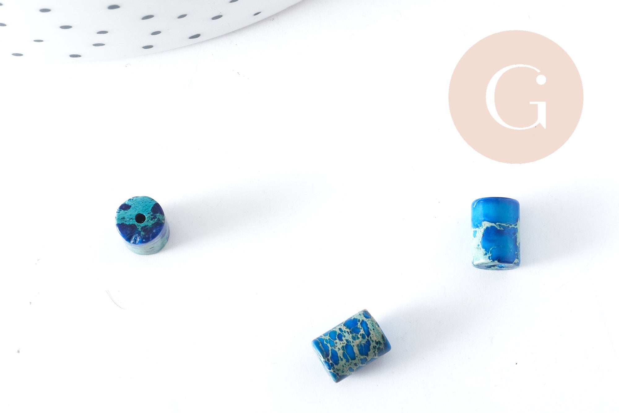 Gingerlily Perles tube jaspe impérial bleu 8x6mm x10