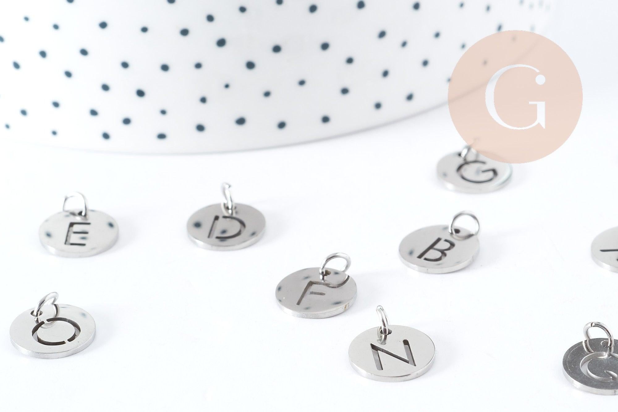 Gingerlily Pendentifs DIY G8969 lettre initiale acier 12mm platine