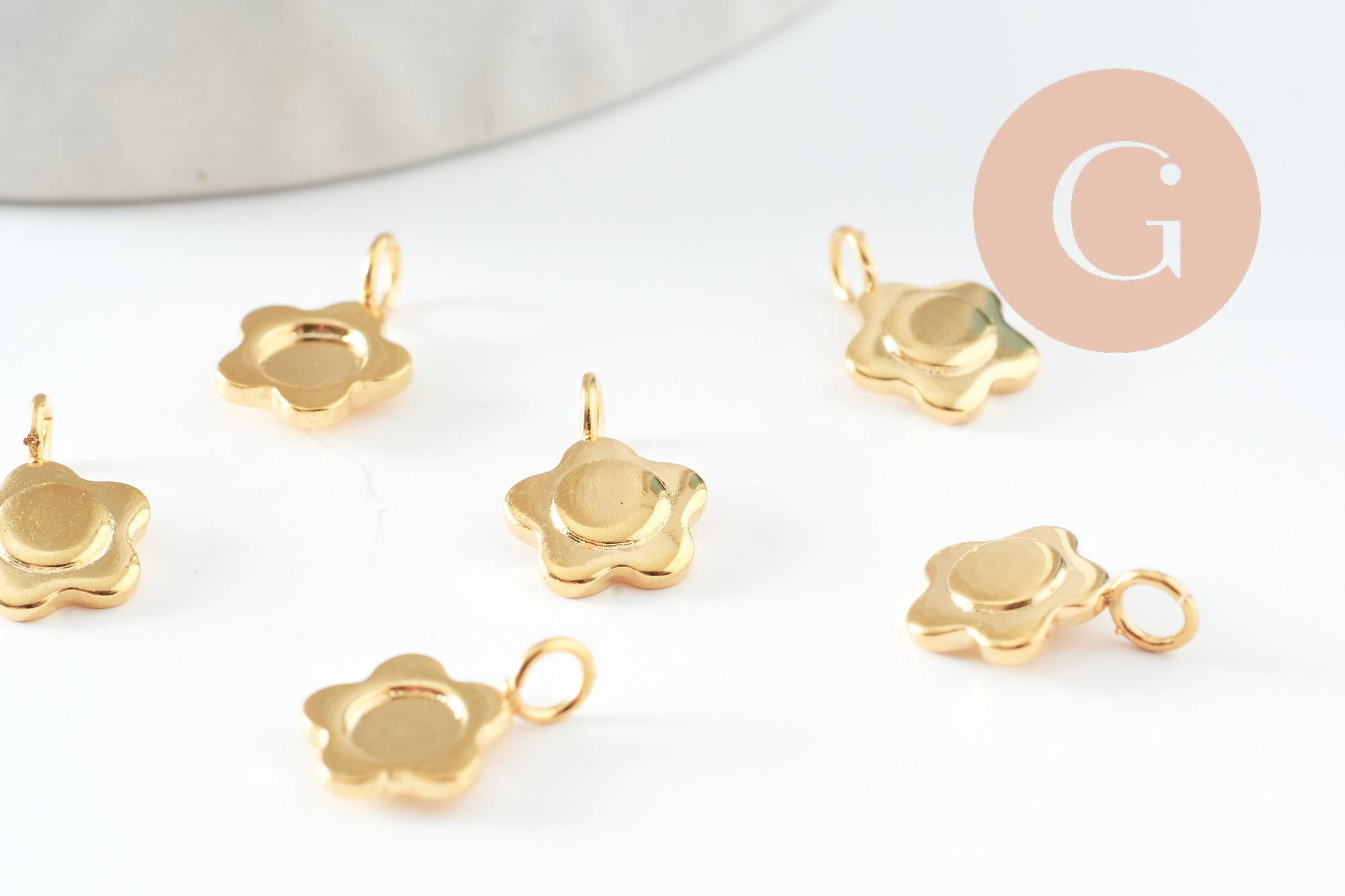 Gingerlily Pendentif fleur G10016 pendentif 4 mm doré lot 2