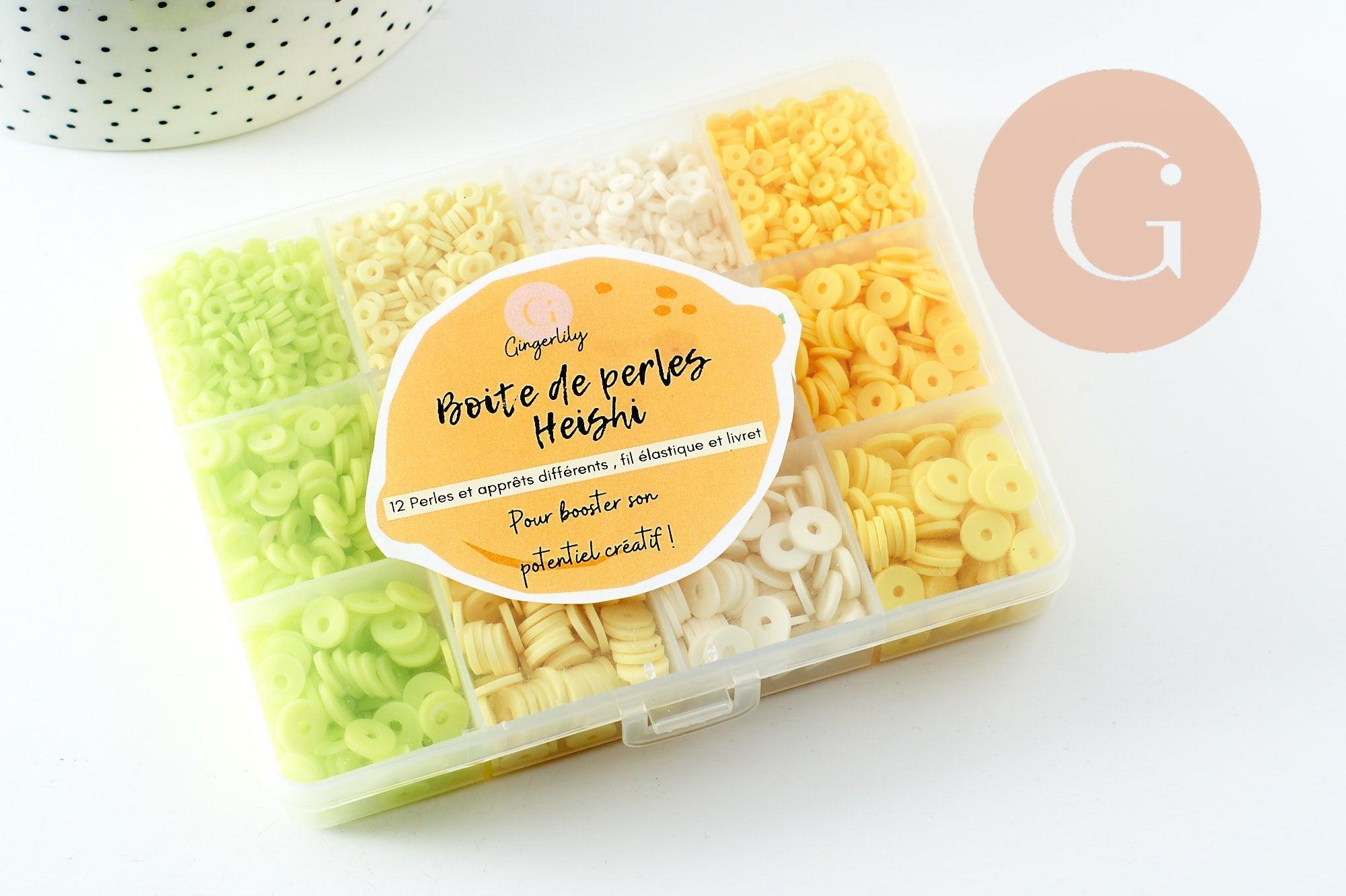 Gingerlily G9775 kit perles heishi jaune citron sans pinces