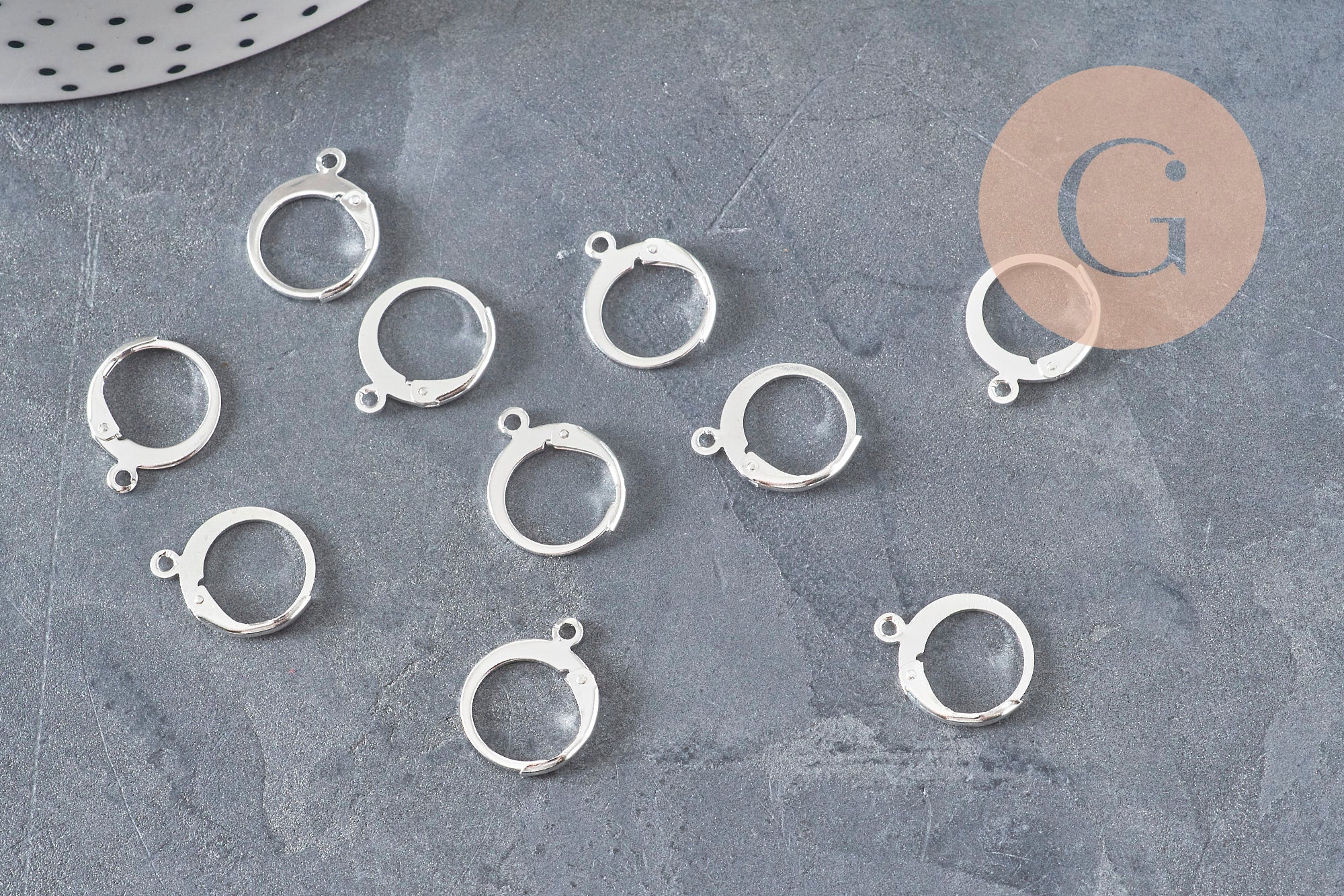 Gingerlily Supports dormeuses argenté 14,5mm acier x10
