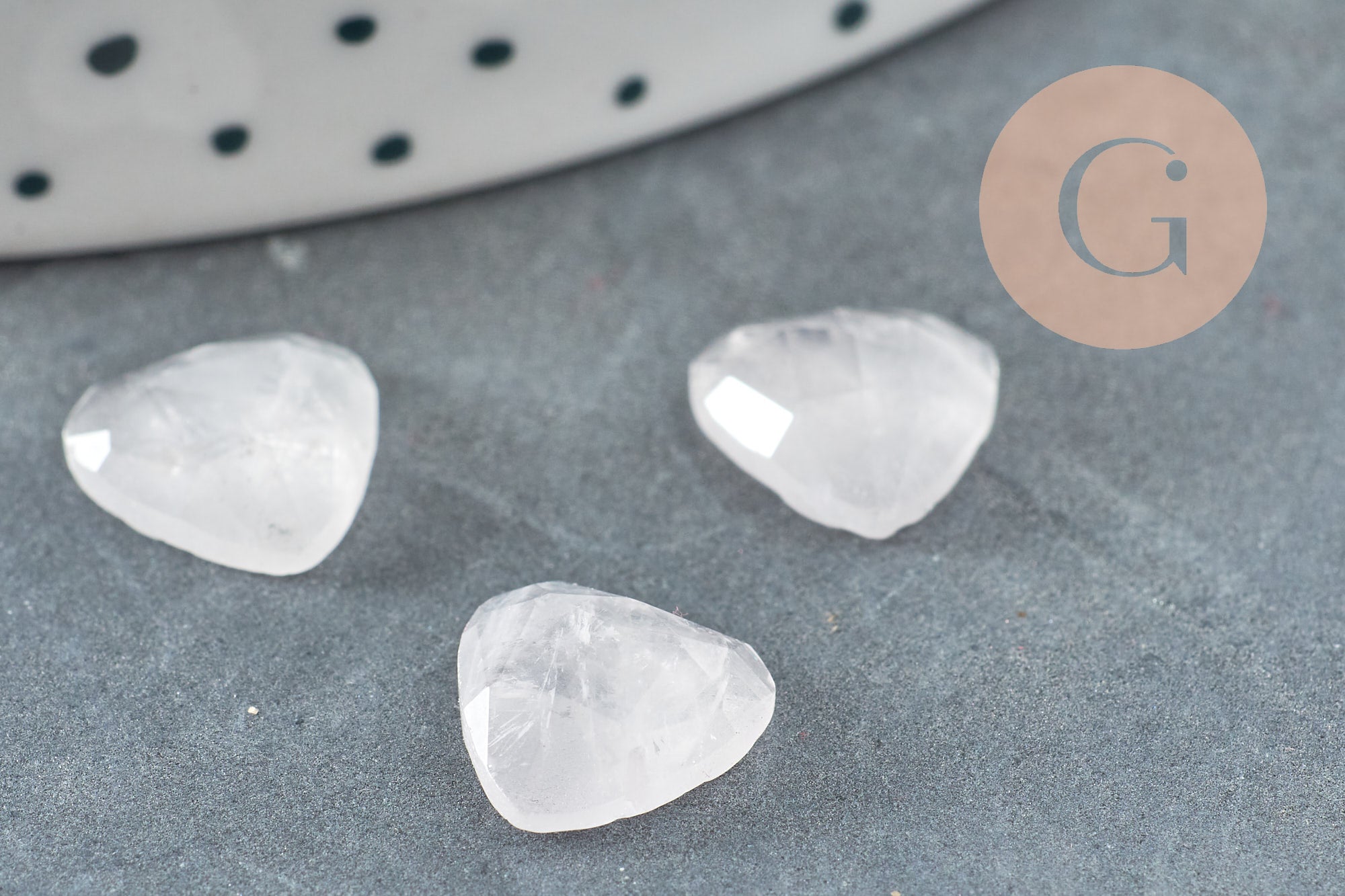 Gingerlily Cabochon cœur quartz rose G8877 facetté 10mm x1