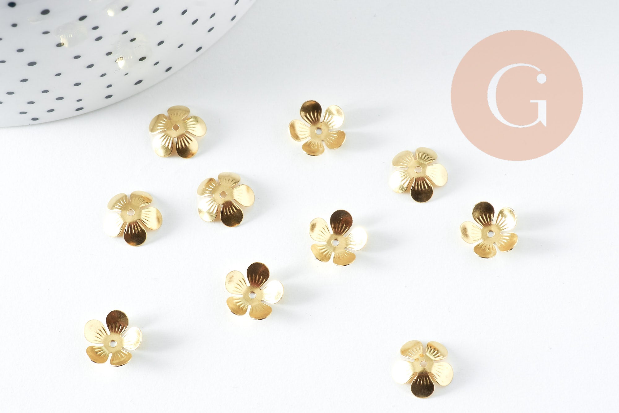 Gingerlily Apprêts calottes fleur laiton brut 11mm x10