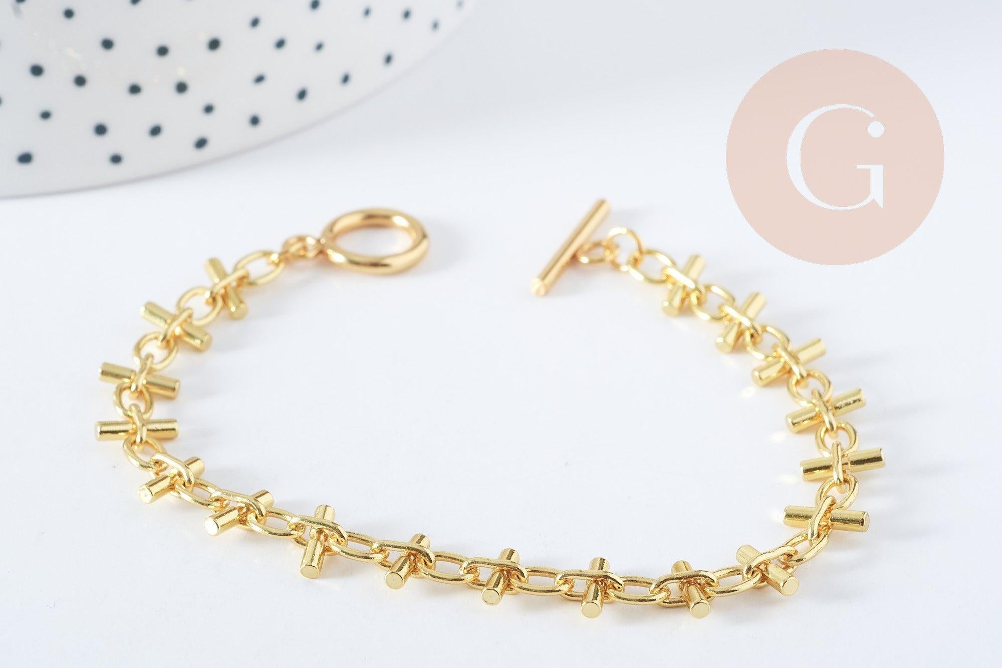 Gingerlily Bracelet grosse maille acier doré 19,5cm x1